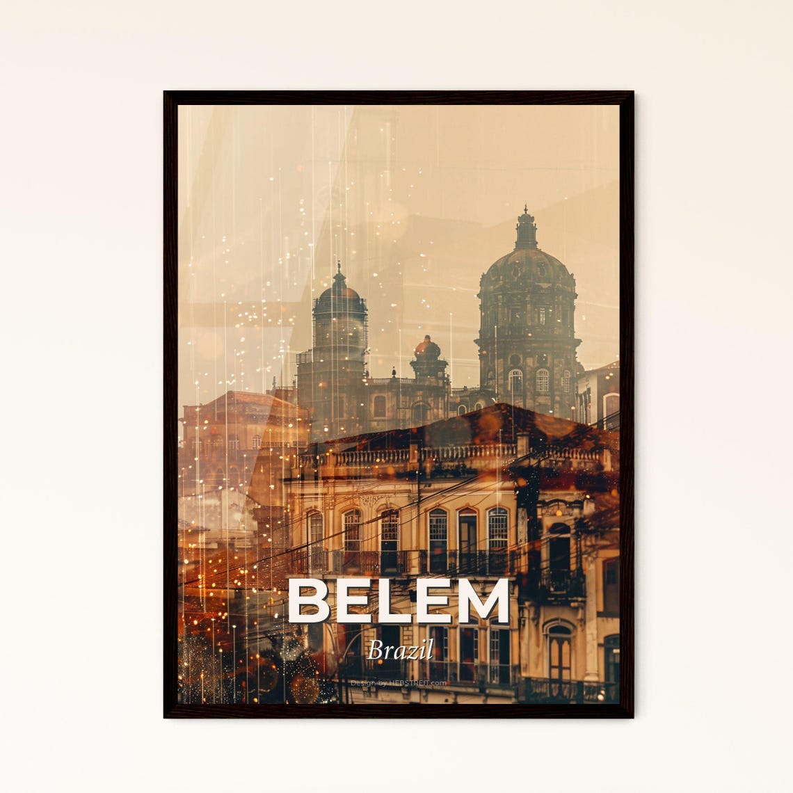 Belem Brazil Colonial Churches Golden Double Exposure Art Poster