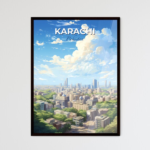 Karachi Pakistan City Skyline Green Tree Lined Streets Poster