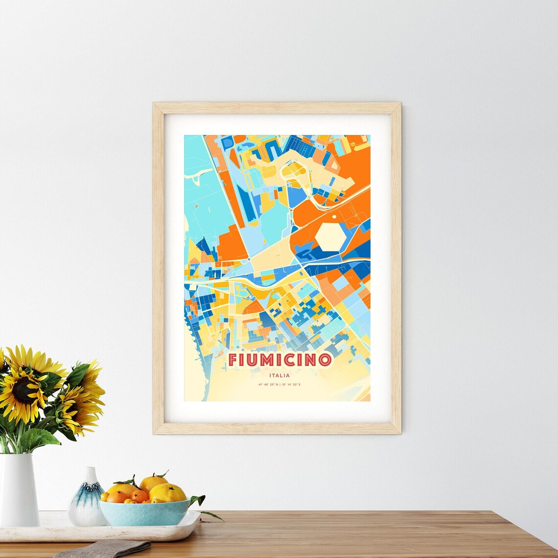 Fiumicino Italy Colorful Modern Street Map City Decor Art Poster - Image 2