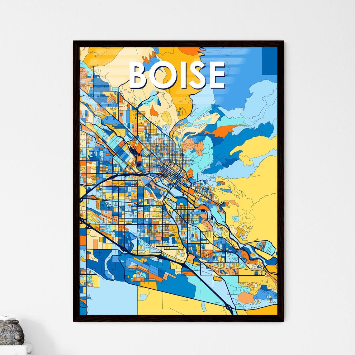 Boise Idaho Vibrant Colorful Geometric Street Grid City Map Art Poster