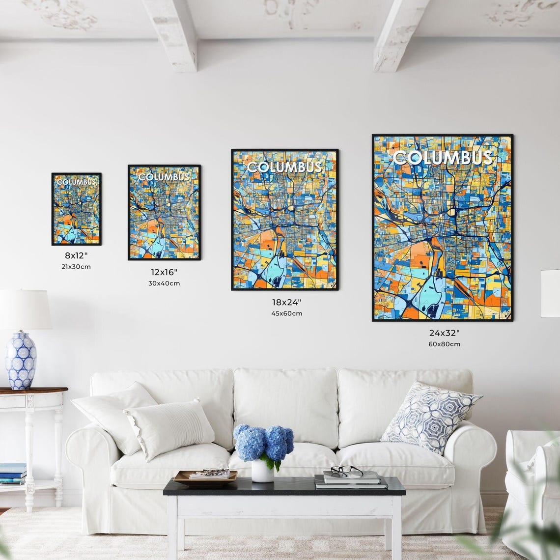 Columbus Ohio Vibrant Colorful Mosaic City Map Poster Customizable - Image 3