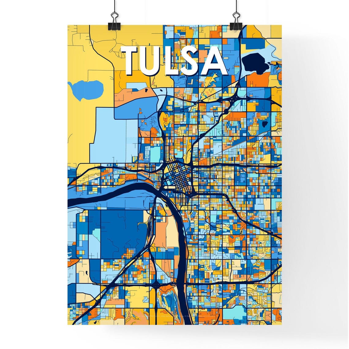 Tulsa Oklahoma Colorful City Map Art Print Modern Wall Decor - Image 4