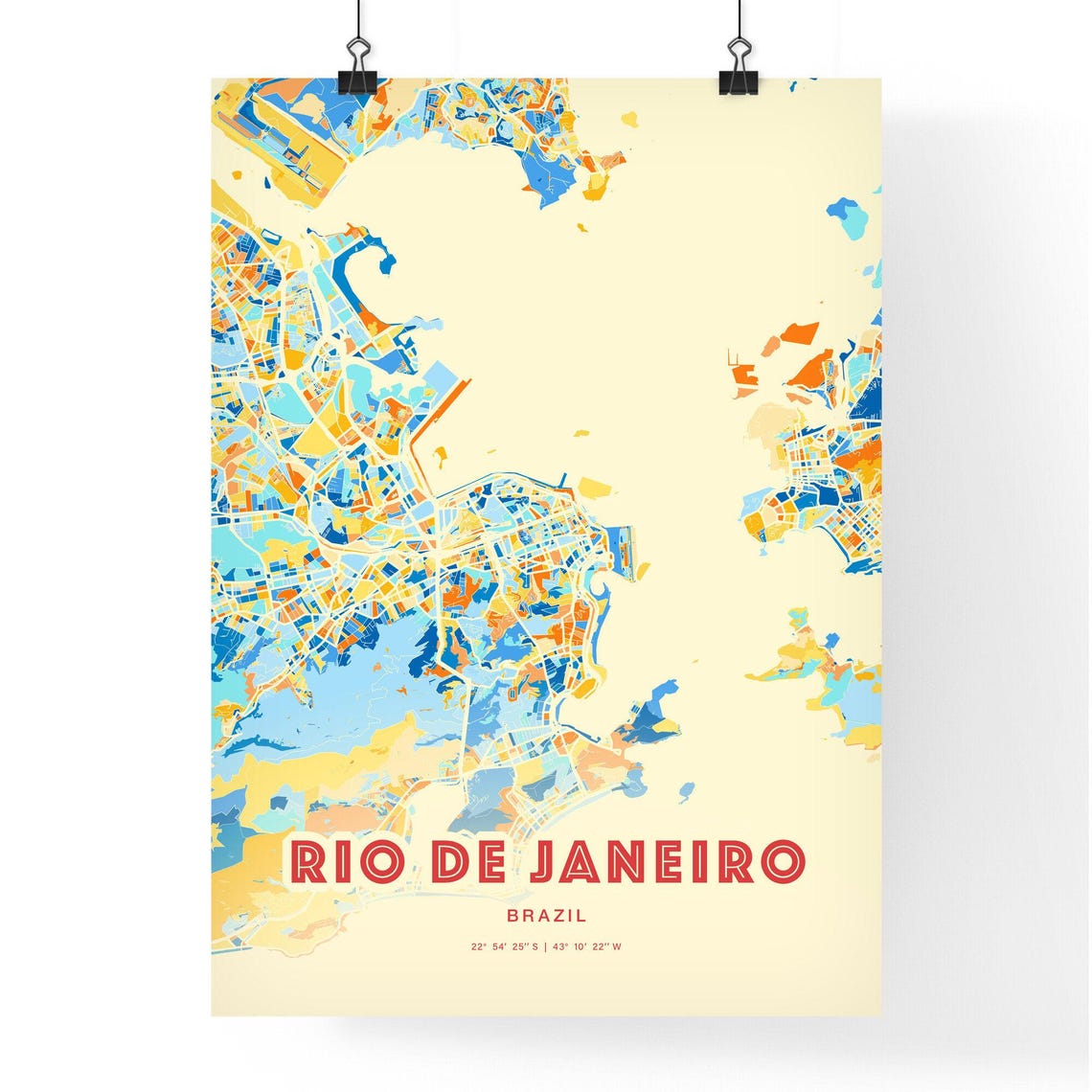 Rio de Janeiro Brazil Colorful City Map Art Coordinates Poster - Image 3