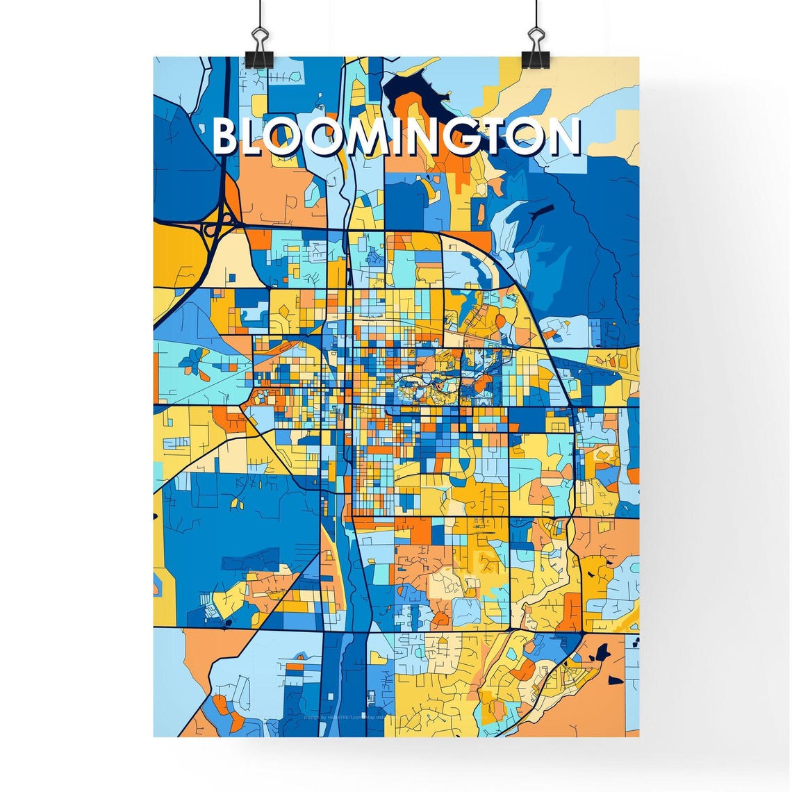 Bloomington Indiana Colorful Street Map Art Home Decor Poster - Image 4