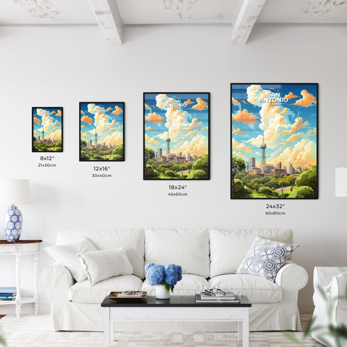 San Antonio Texas Skyline Tower of the Americas Vintage Travel Poster - Image 3