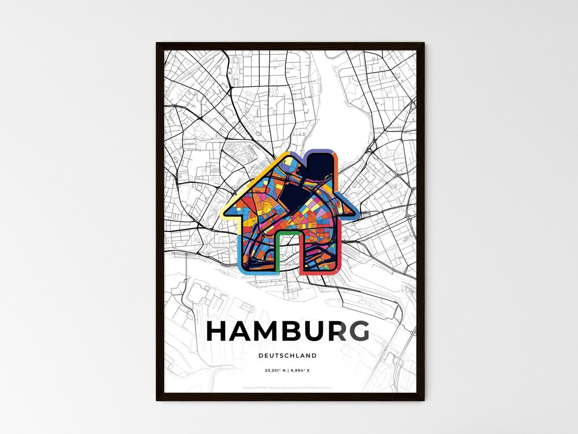 Hamburg Germany Where It All Began Heart Map Coordinates Poster - Image 3