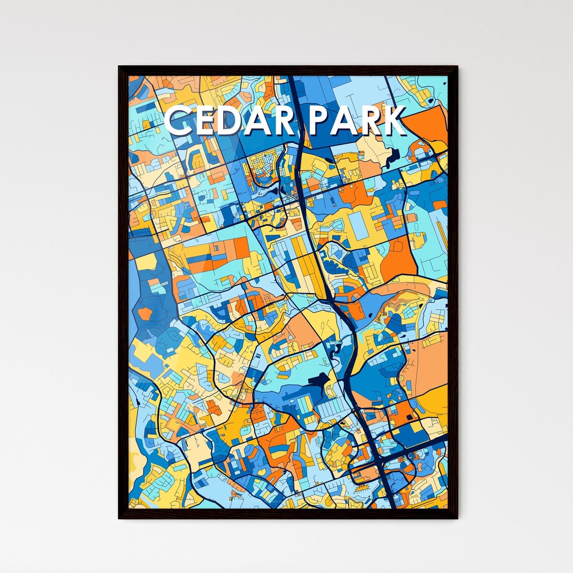 Cedar Park Texas Colorful Street Map Art Home Decor Gift Poster
