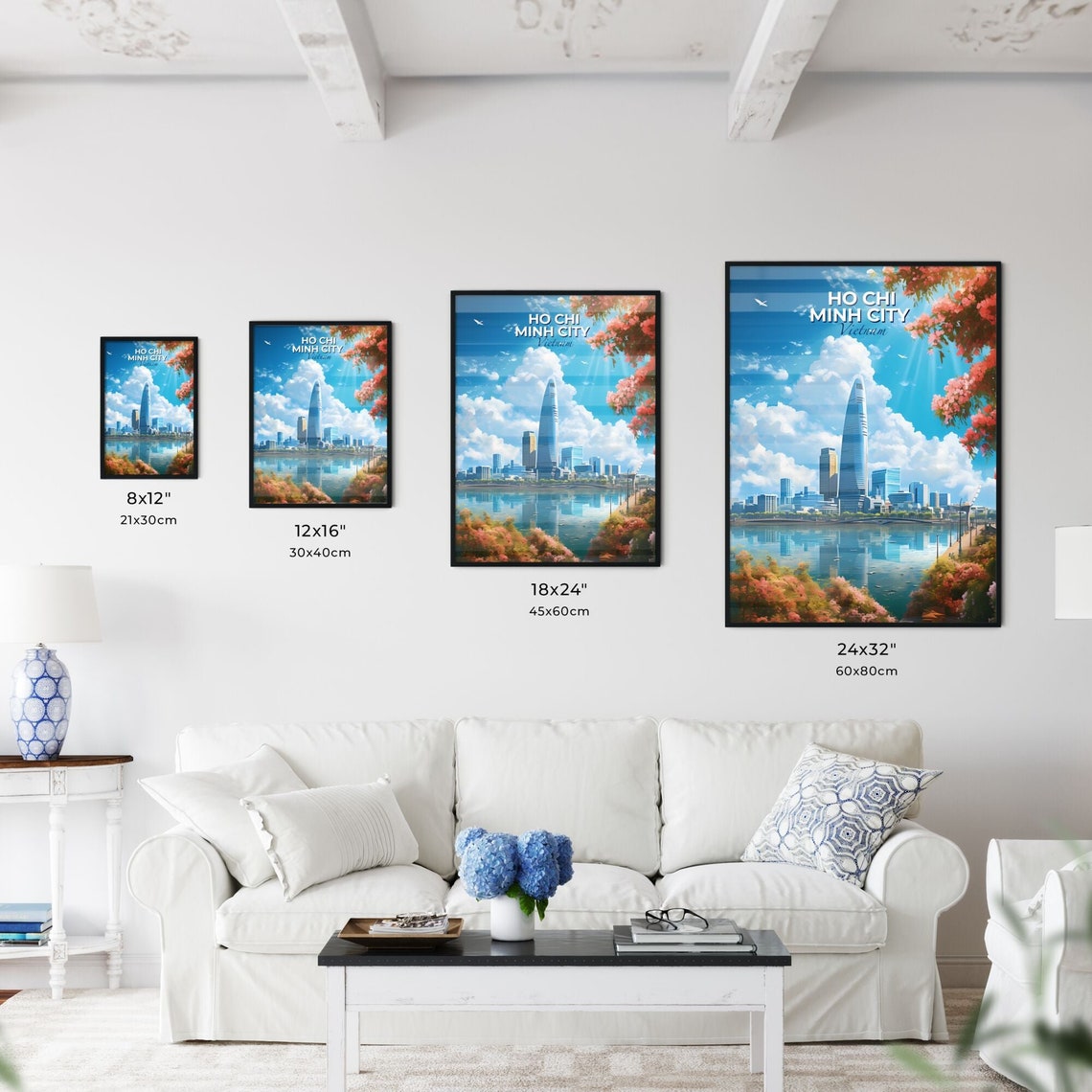 Ho Chi Minh City Vietnam Skyline River Blossom Travel Poster - Image 3