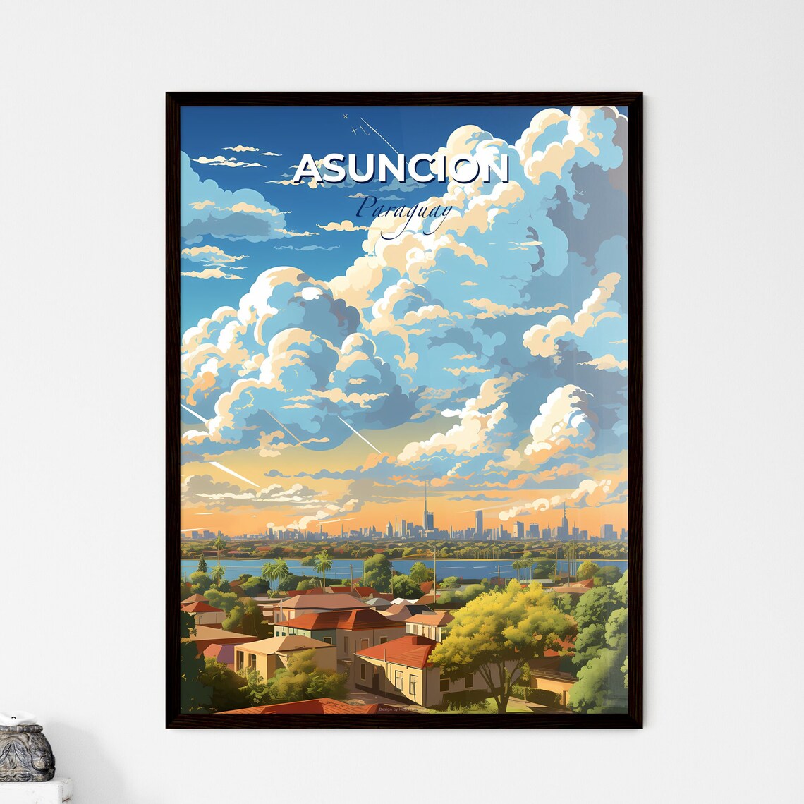Asuncion Paraguay Sunset River City Skyline South America Art Poster