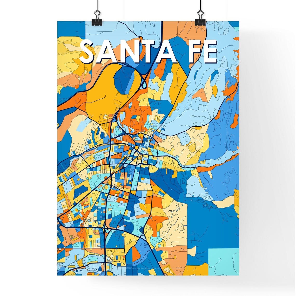 Santa Fe New Mexico City Map Poster Vibrant Modern Wall Decor Gift - Image 4