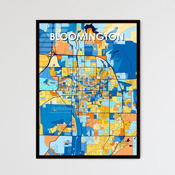 Bloomington Indiana Colorful Street Map Art Home Decor Poster