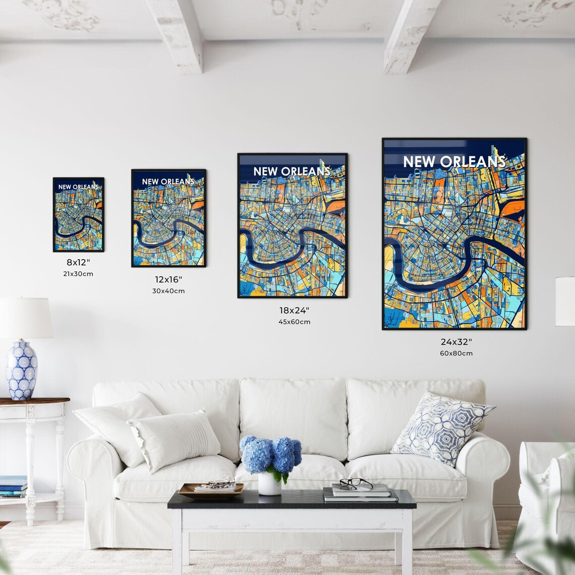 New Orleans Louisiana Vibrant Colorful Mosaic City Street Map Art Poster - Image 3