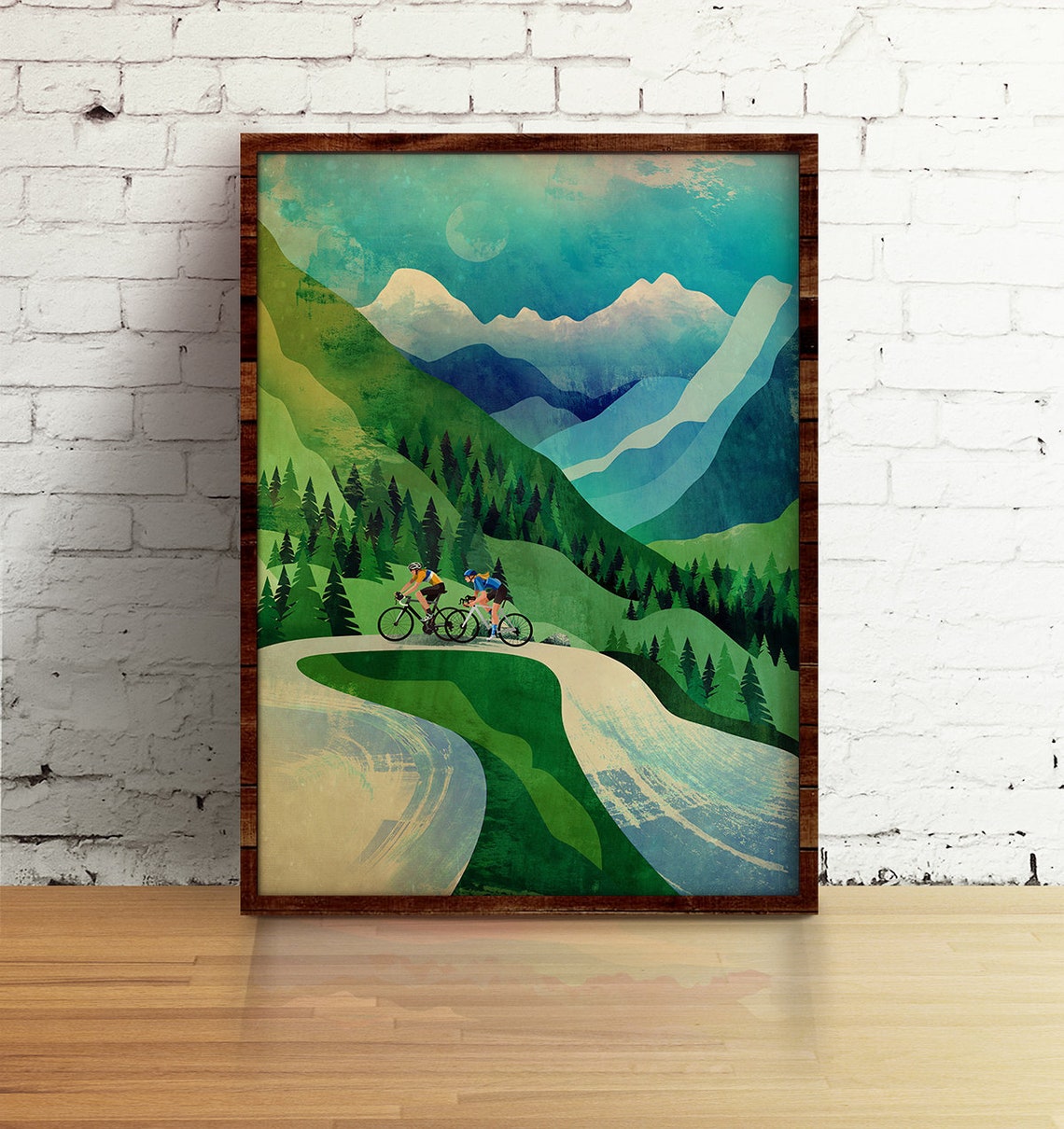 Cycling Couple Art Print, Great Gift for Cyclists - Image 2
