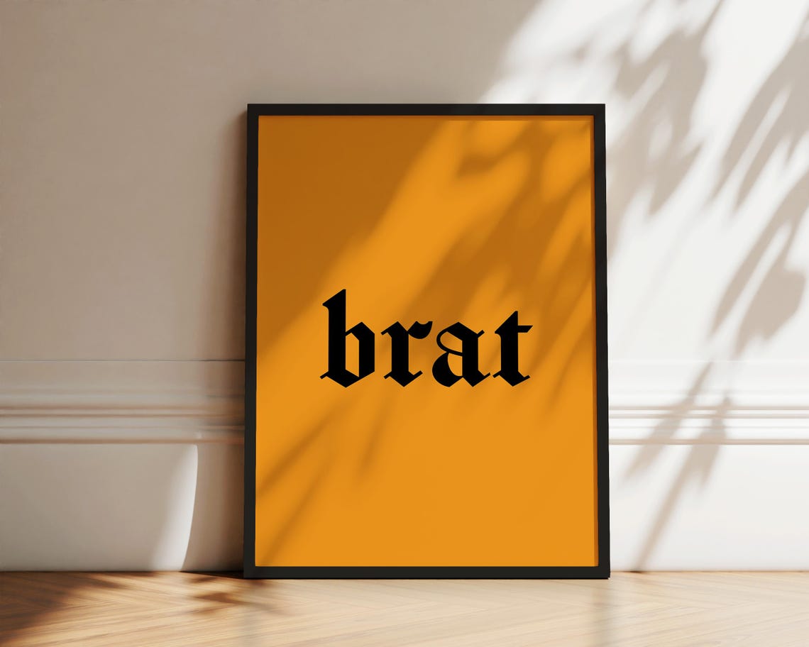 Brat Bold Black Blackletter Typography Statement Orange Y2K Poster - Image 2