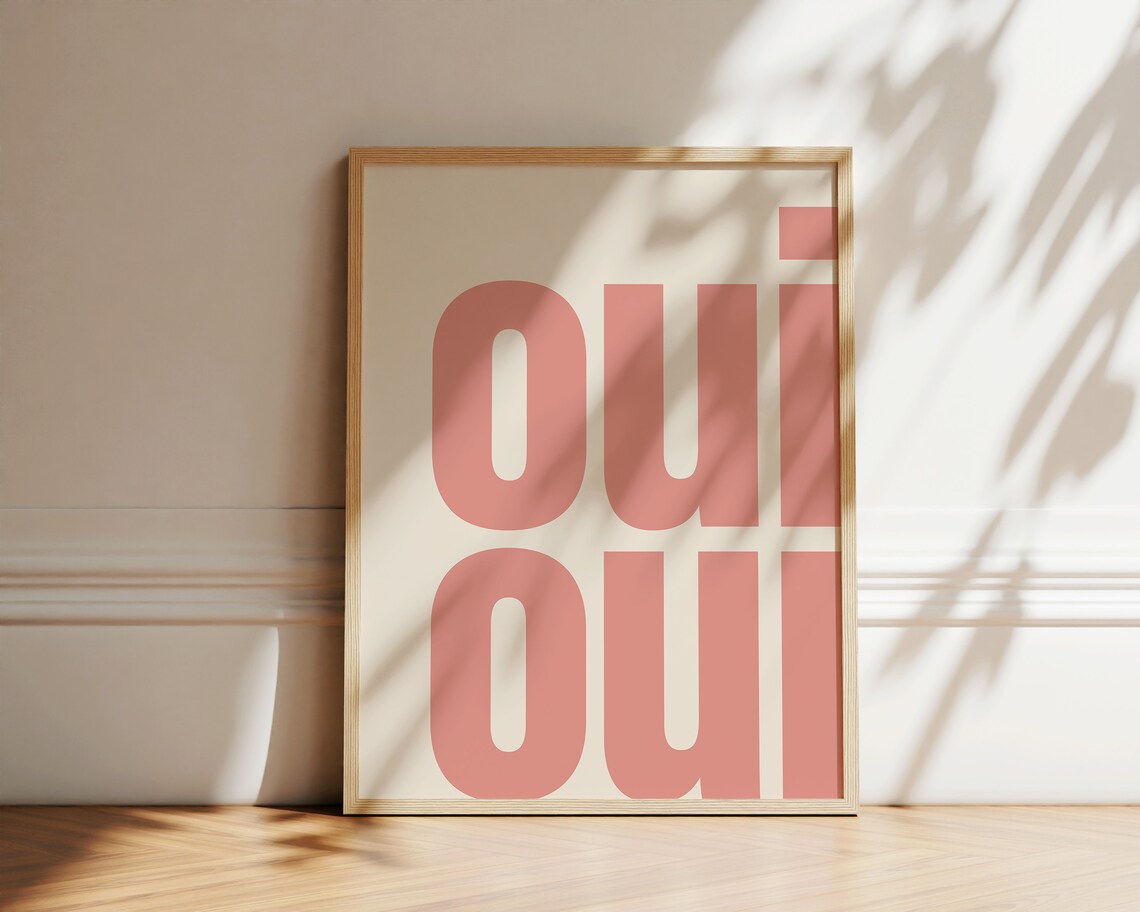 Oui Oui Typography Poster, French Retro Wall Art - Image 2