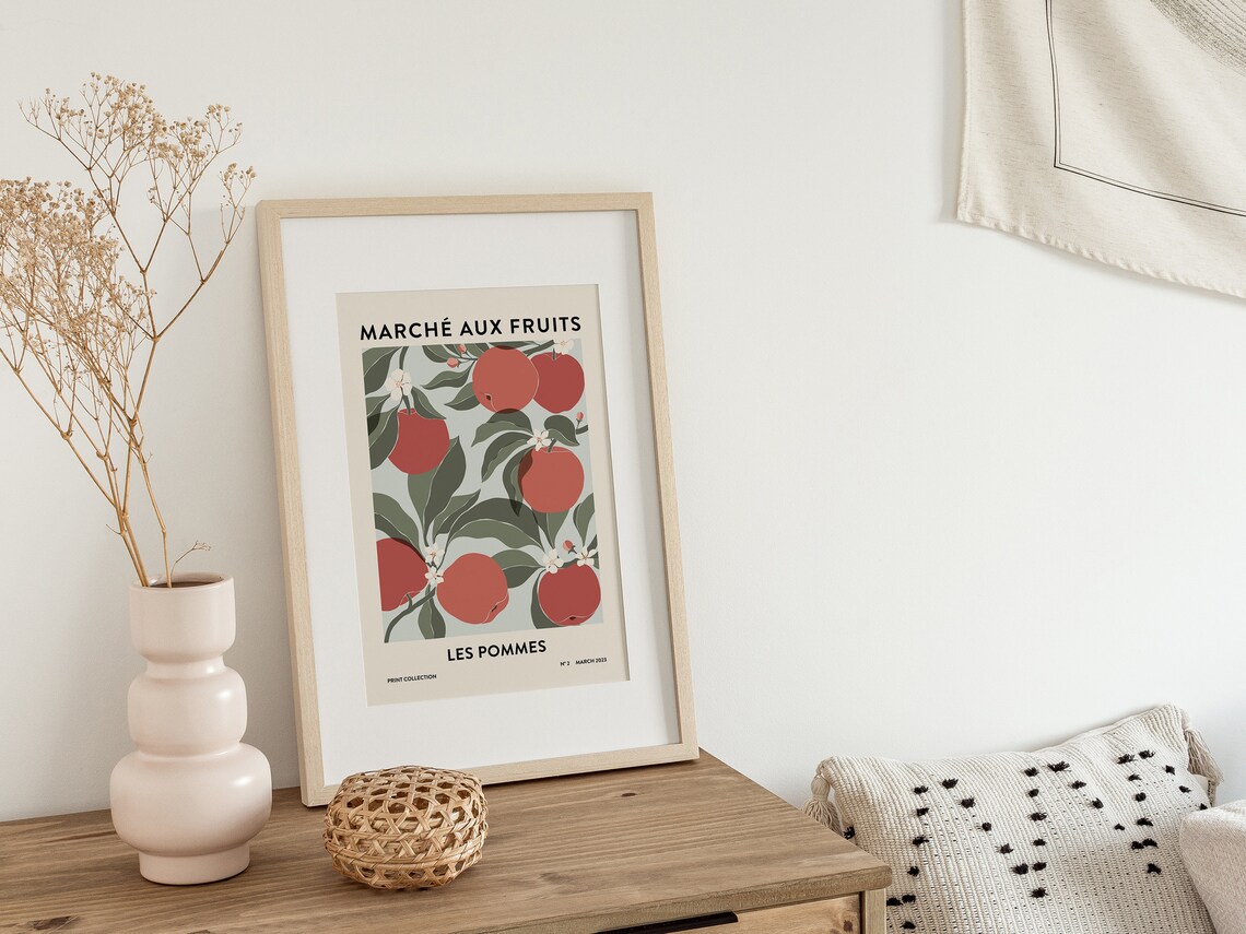 Apples Print, Abstract Botanical Kitchen Art Print - Image 2