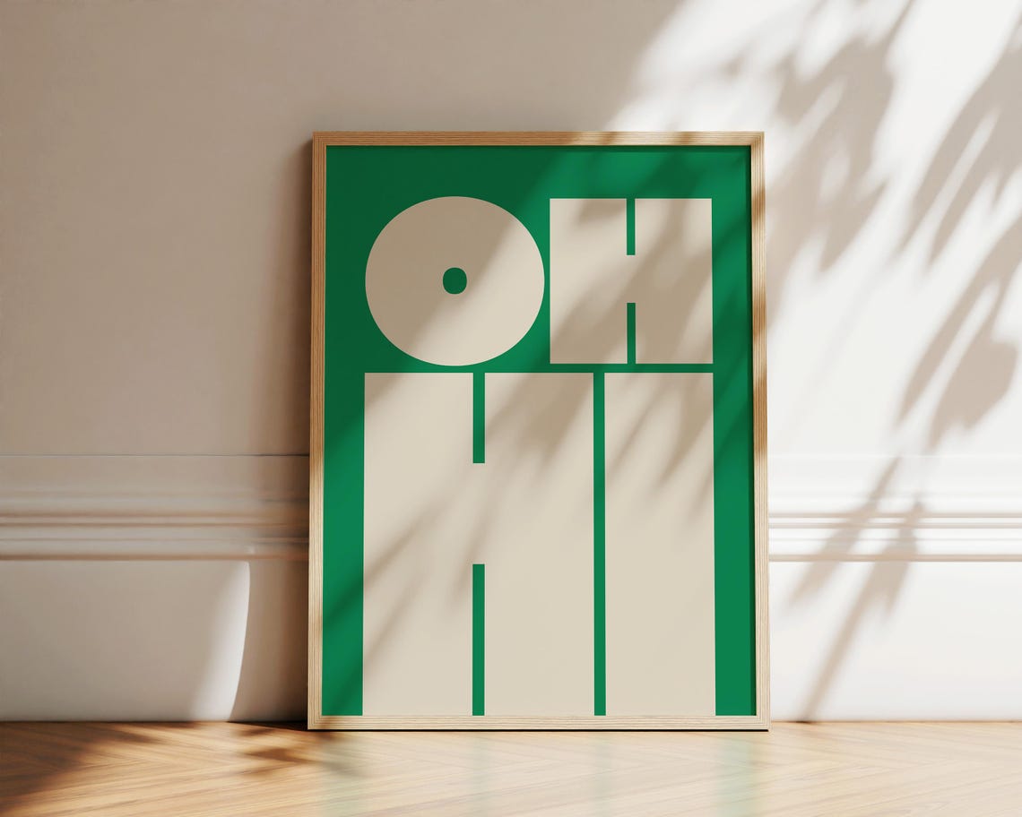 Oh Hi Cream Green Bold Typography Fun Modern Gallery Wall Poster - Image 2
