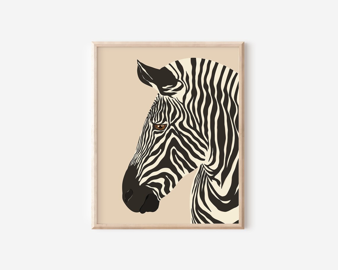 Zebra Stripes Jungle Safari, Modern Boho Art Print