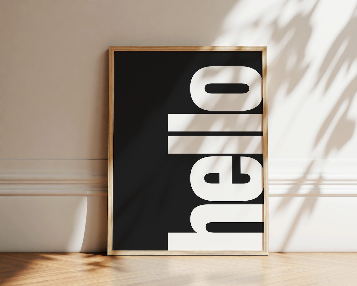 Hello Trendy Typography Art Print