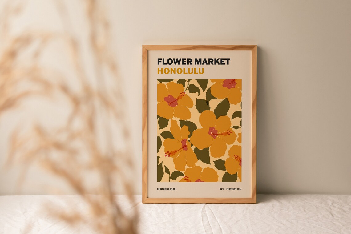 Flower Market Hibiscus Abstract Art Print, Honolulu - Image 2