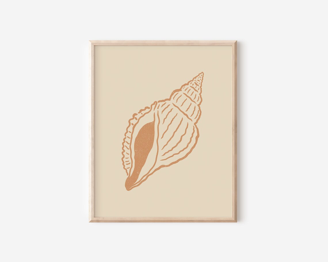 Seashell Line Art Print, Boho Coastal Beach Art - Image 2