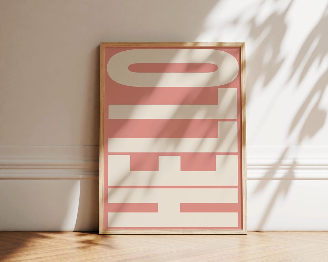 Hello Bold Retro Greeting Typography Dusty Rose Pink Wall Poster - Image 2