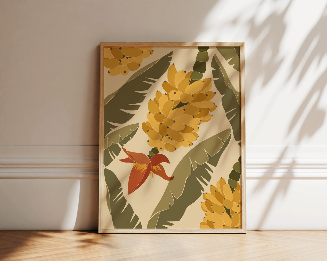 Bananas Abstract Botanical Kitchen Art Print