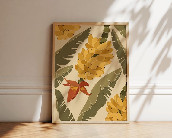 Bananas Abstract Botanical Kitchen Art Print