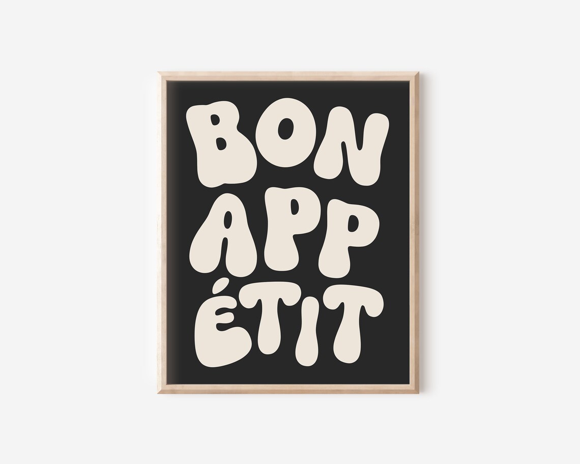 Bon Appetit Typography Poster, Kitchen Wall Decor - Image 2