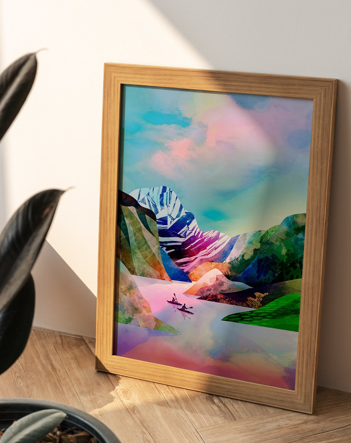 Kayaking Lake and Mountains Art Print - Image 4