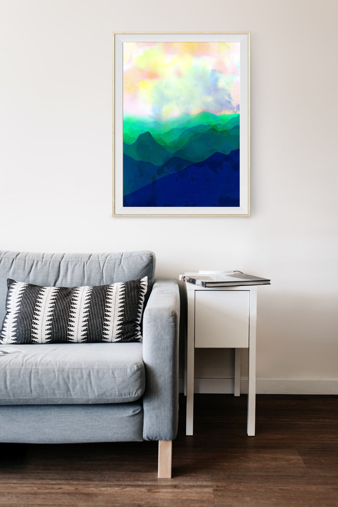 Misty Mountains Minimalist Landscape Art Print - Image 2