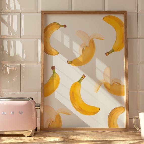 Vintage Banana Fruit Kitchen Print Mediterranean Decor A2a6 Jpeg 300 Dpi