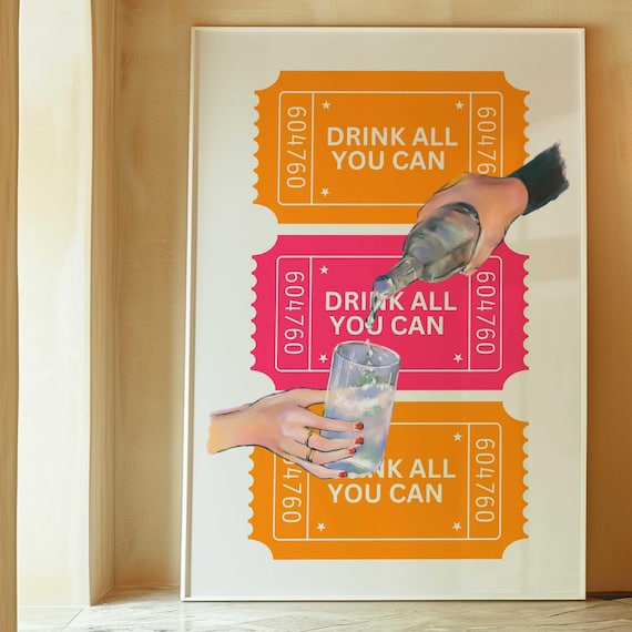 Bar Cart Prints Accessories Signature Drink Sign Funky Martini Print Espresso Dorm Room Essentials Dopamine Decor