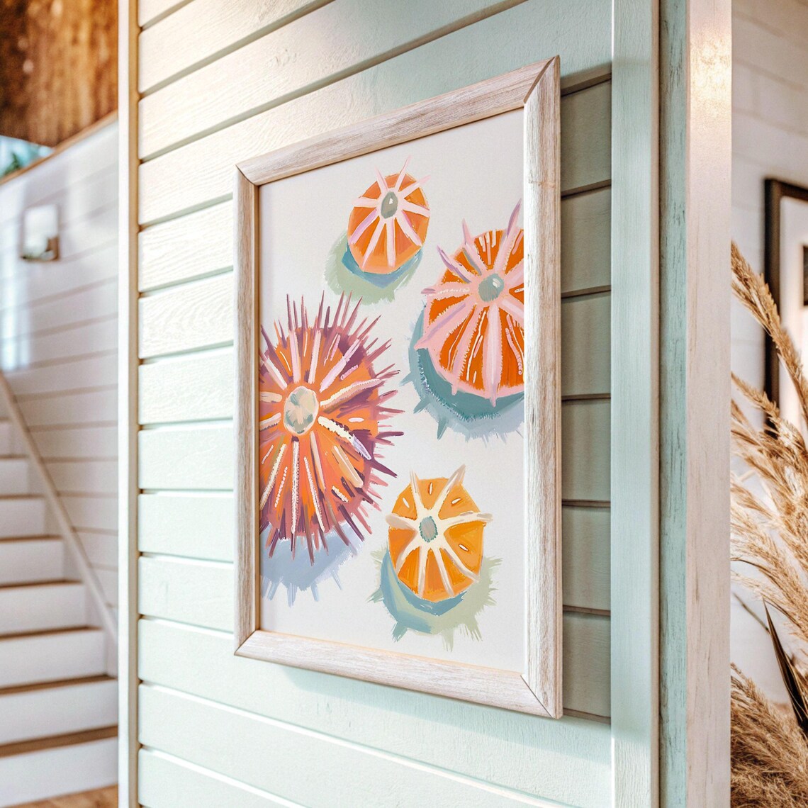 Urchins Painting, Abstract Coastal Beach House Art Print