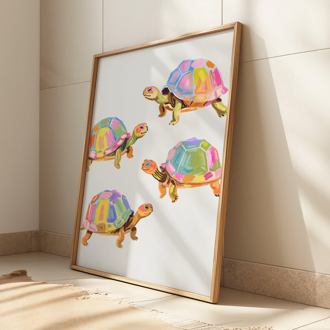 Pastel Tortoise Coastal Wall Art Print, Beachy
