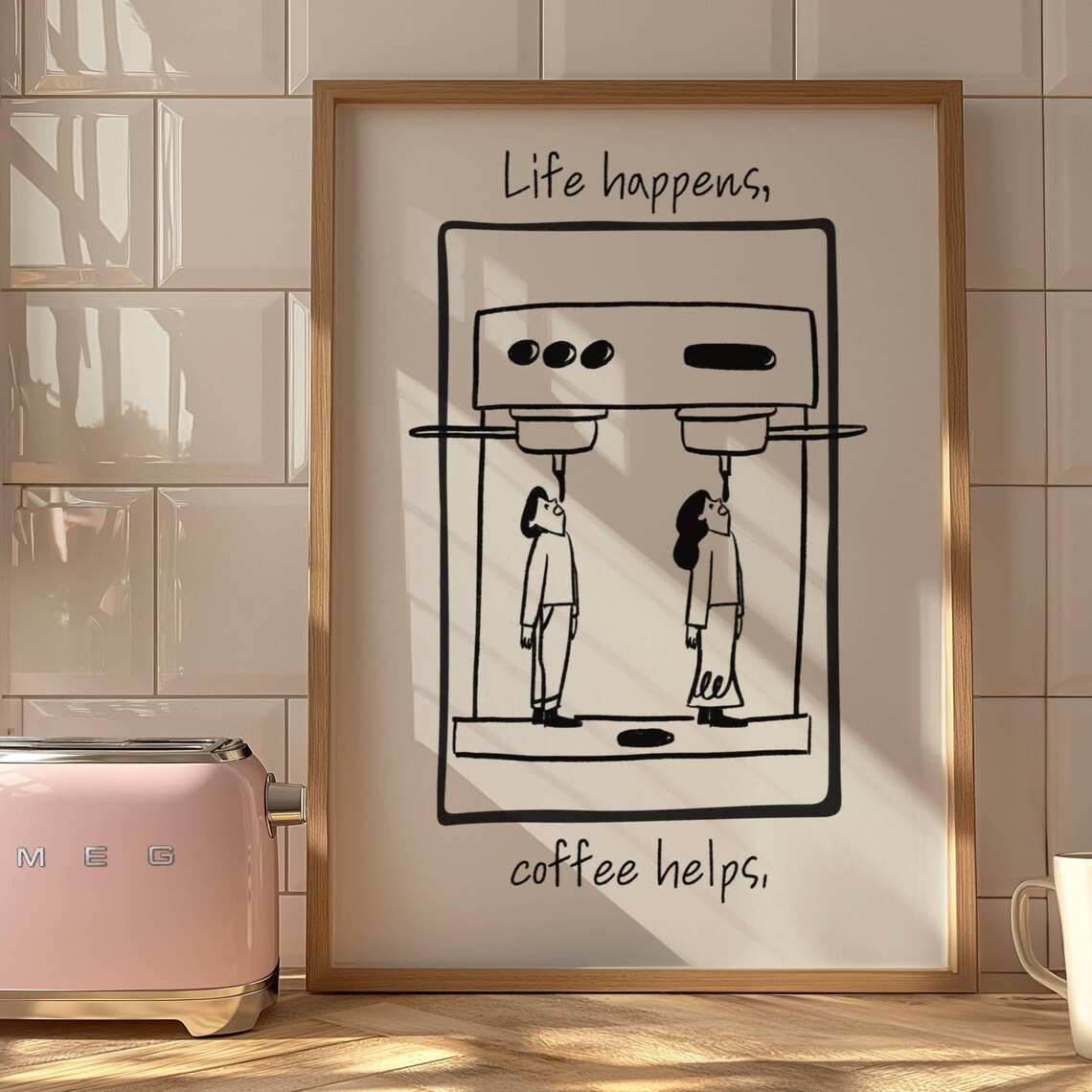 Espresso Doodle Print, Minimalist Coffee Bar Art