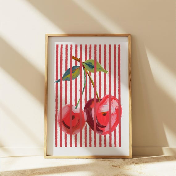 Retro Cherry Print, Vintage Kitchen Art Print