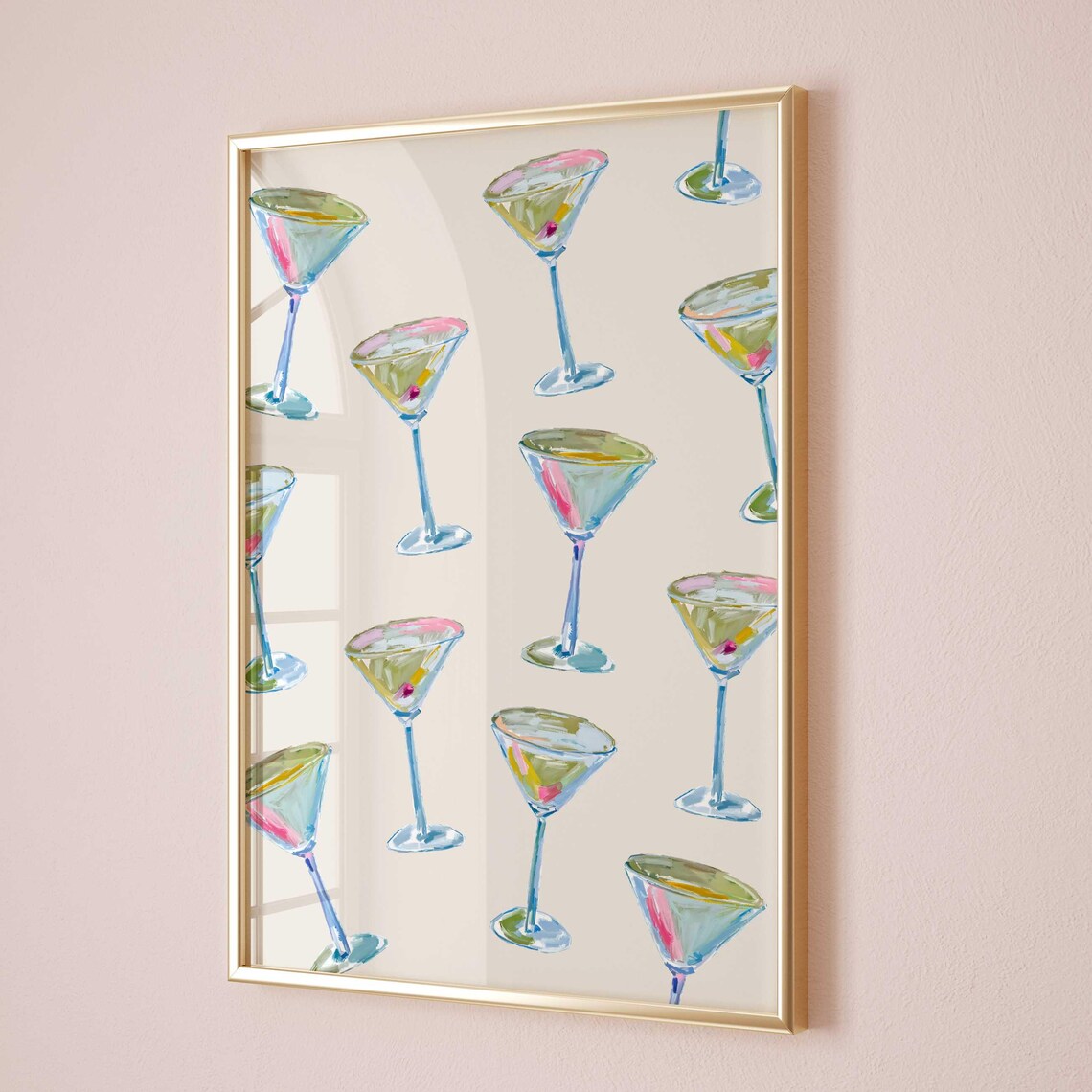 Watercolor Cocktail Glasses Kitchen Poster Print