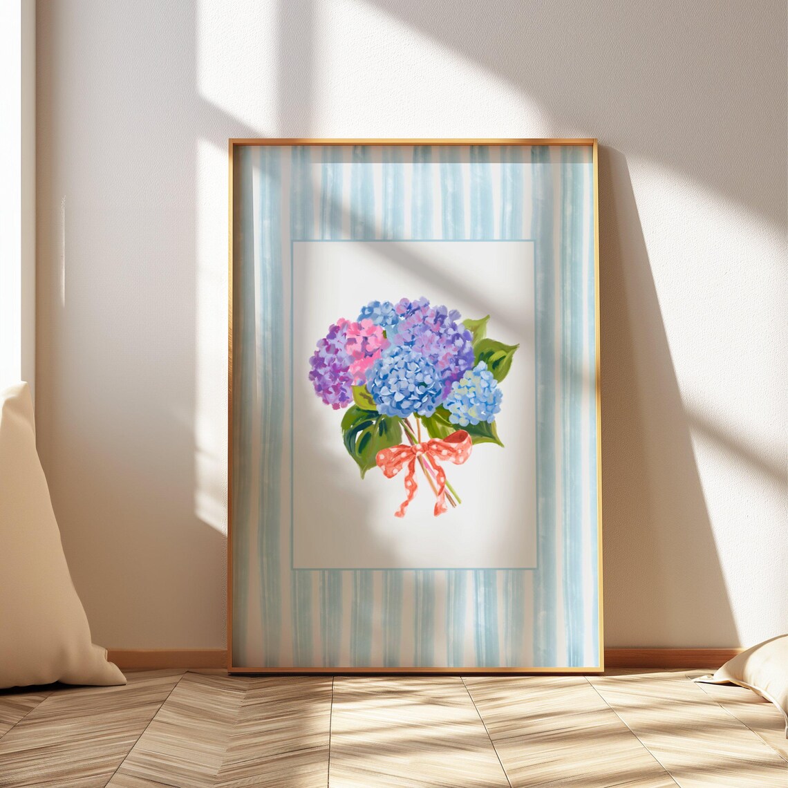 Grandmillennial Hydrangea Art Print, Southern Floral
