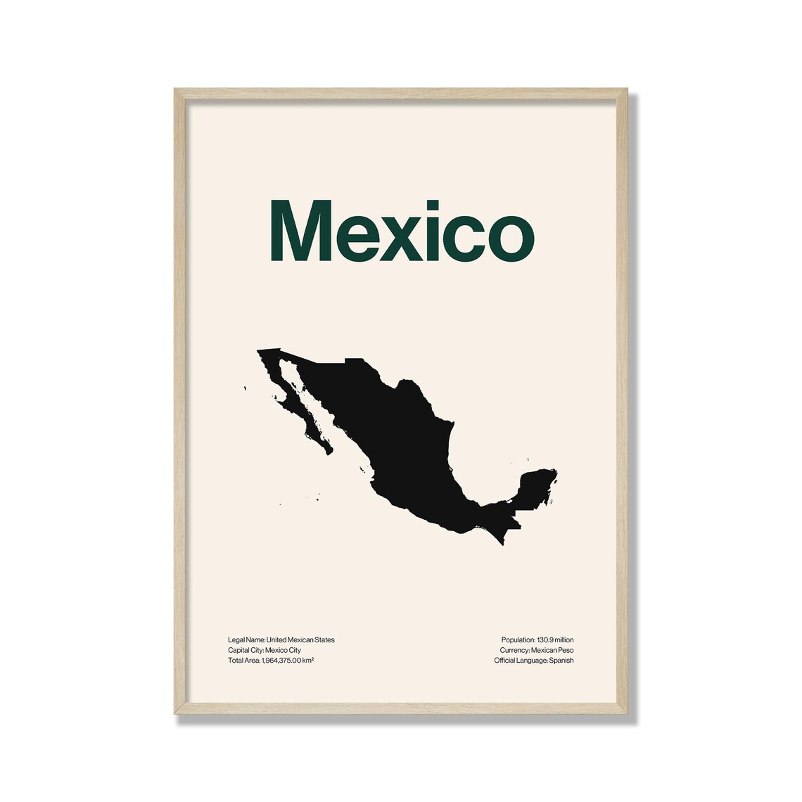 Minimalist Mexico Map Print Modern Wall Art Contemporary Travel Poster Neutral Home Decor Gift For Lover