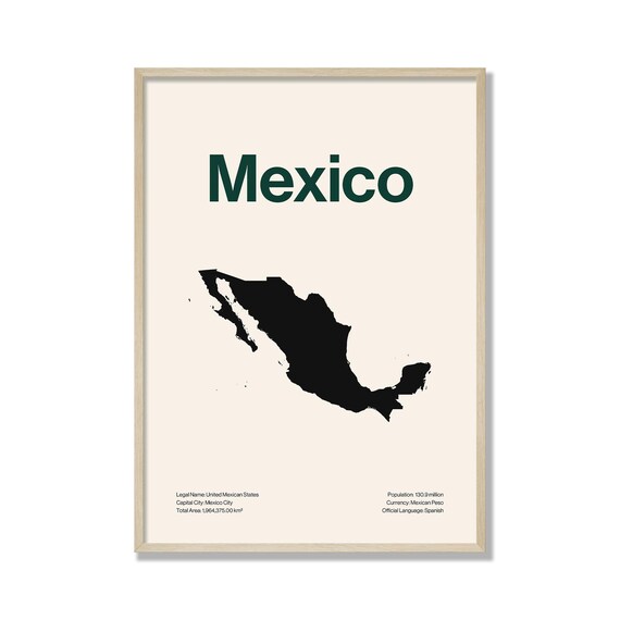 Minimalist Mexico Map Print Modern Wall Art Contemporary Travel Poster Neutral Home Decor Gift For Lover