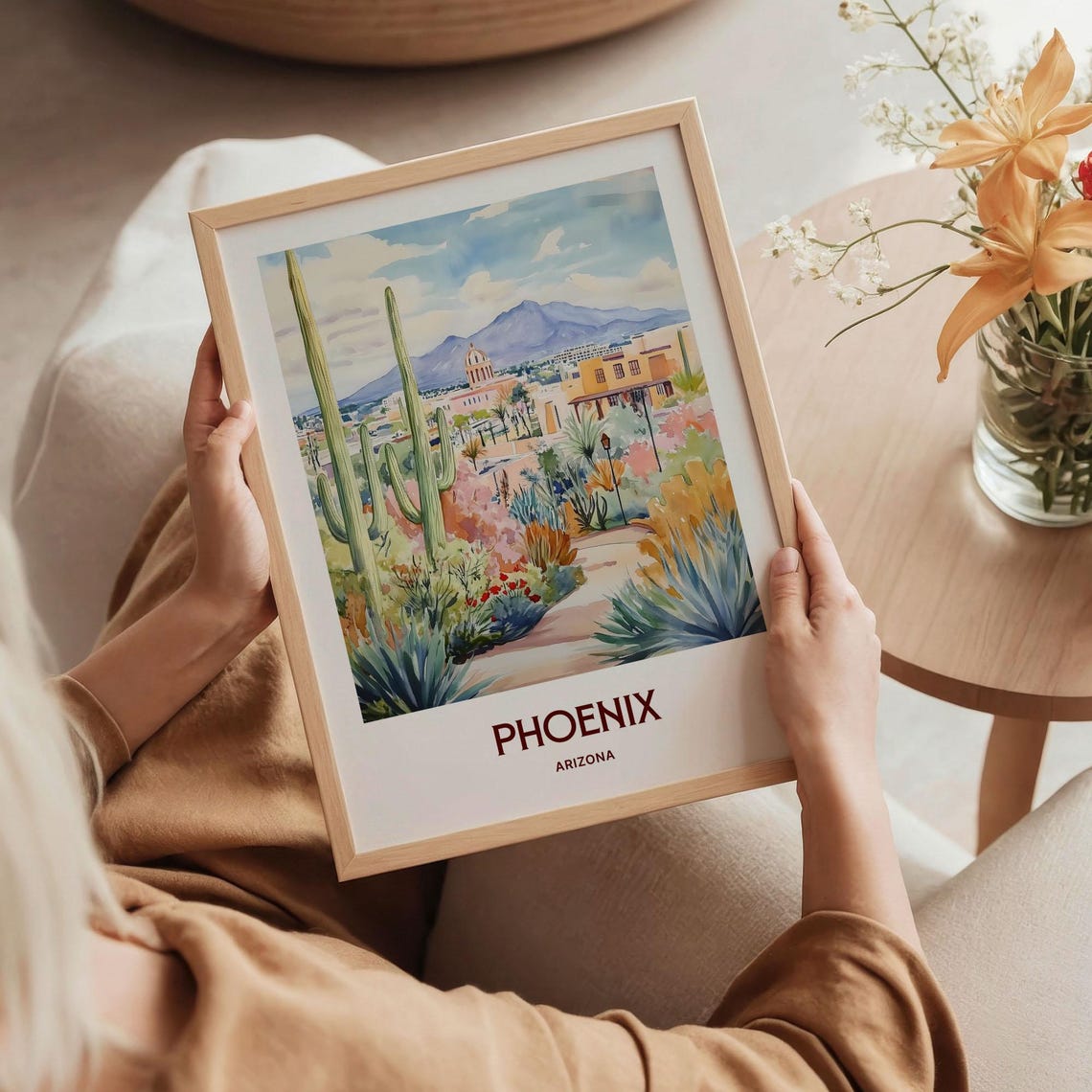 Phoenix Arizona Desert Garden Watercolor Poster Saguaro Cacti - Image 5