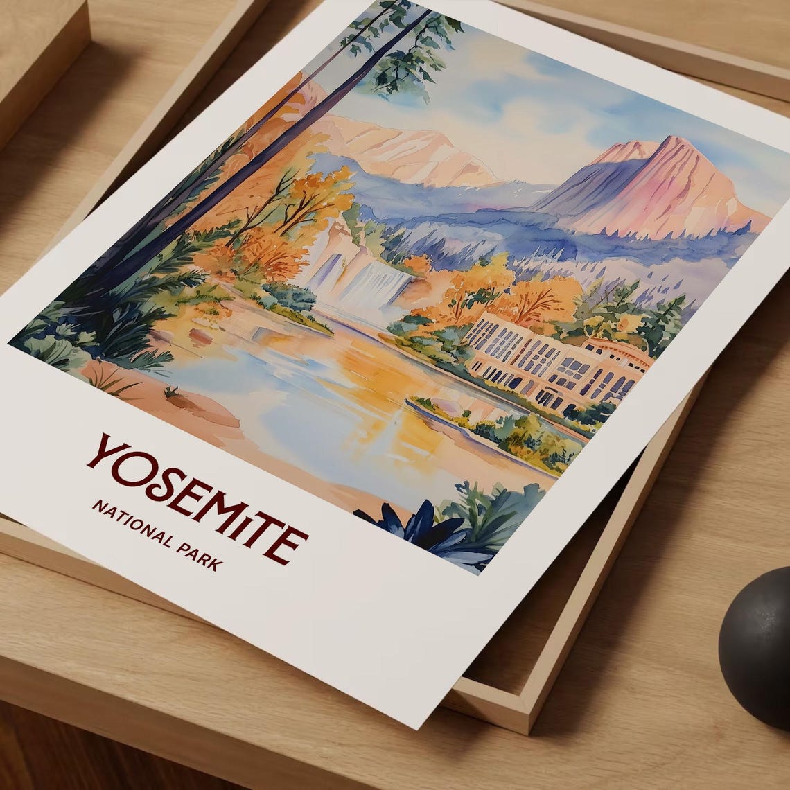 Yosemite National Park El Capitan Watercolor Poster Falls View - Image 2