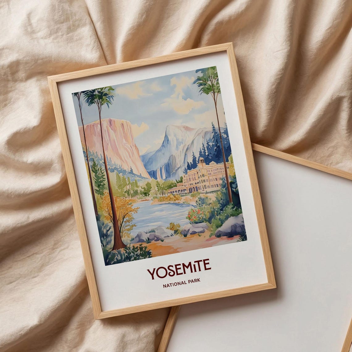 Yosemite National Park Valley Cliffs Pastel Landscape Poster - Image 3