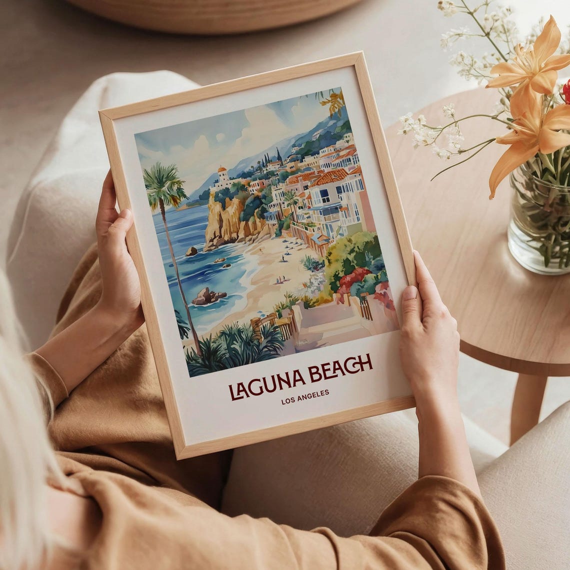 Laguna Beach California Cliffs Cove Watercolor Coastal Poster - Image 5