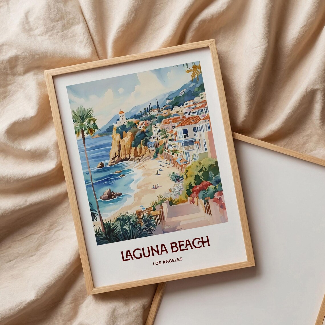 Laguna Beach California Cliffs Cove Watercolor Coastal Poster - Image 3