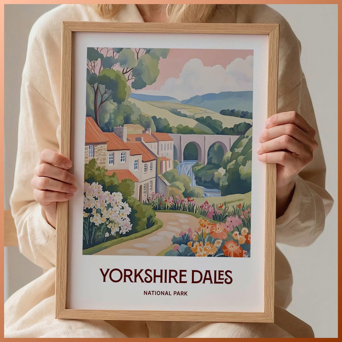Yorkshire Dales National Park Village Viaduct Garden Art Poster