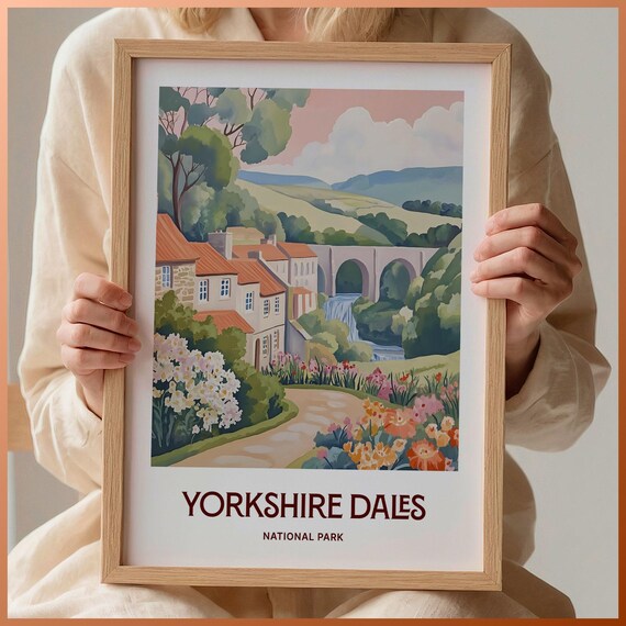 Yorkshire Dales National Park Village Viaduct Garden Art Poster