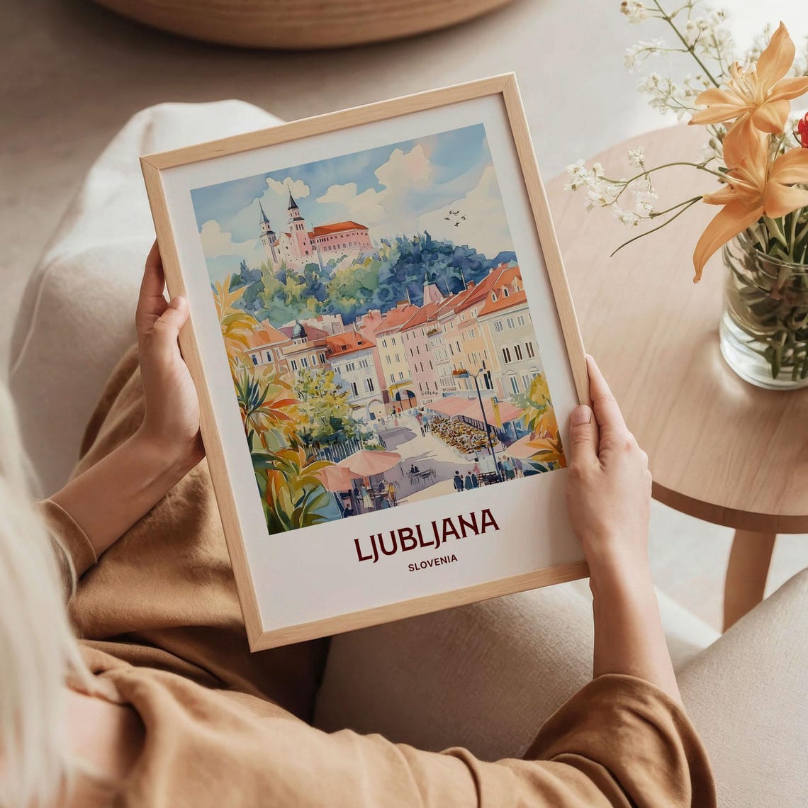 Ljubljana Slovenia Castle Hill Old Town Watercolor Travel Poster - Image 5
