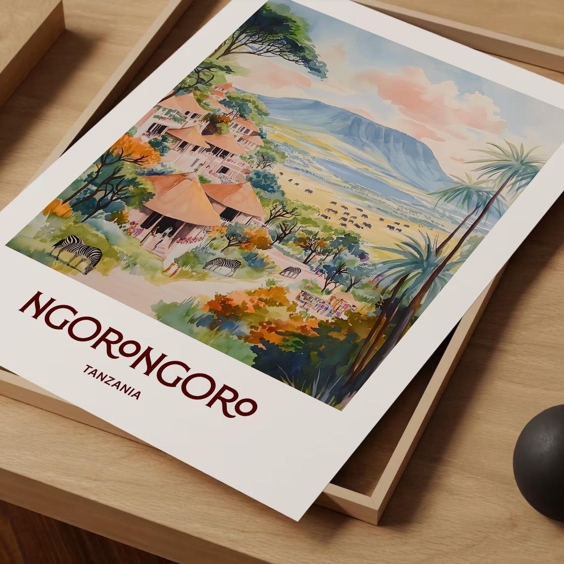 Ngorongoro Travel Print Tanzania Wall Art Minimalist Africa Poster Pastel Cityscape Art Retro Travel Decor Id 540 C35 722 - Image 2